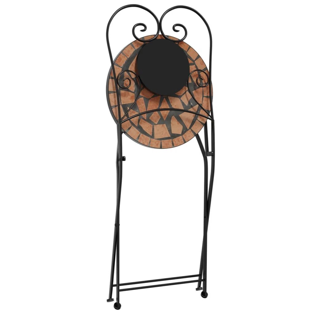 vidaXL vidaXL Mosaic Bistro Set Terracotta and White Iron and Ceramic - Uncategorized Bistro Sets