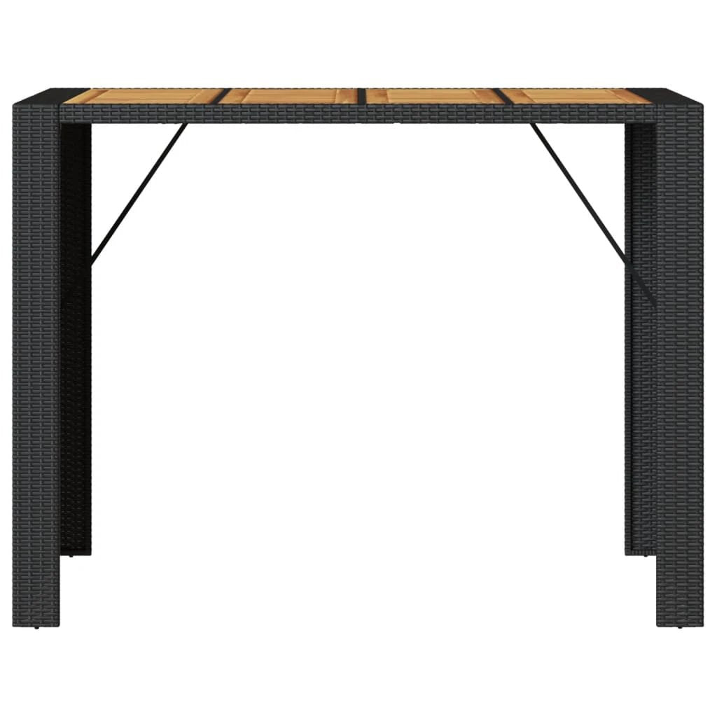vidaXL vidaXL Garden Table with Acacia Wood Top Black 105x80x110 cm Poly Rattan - Garden Table