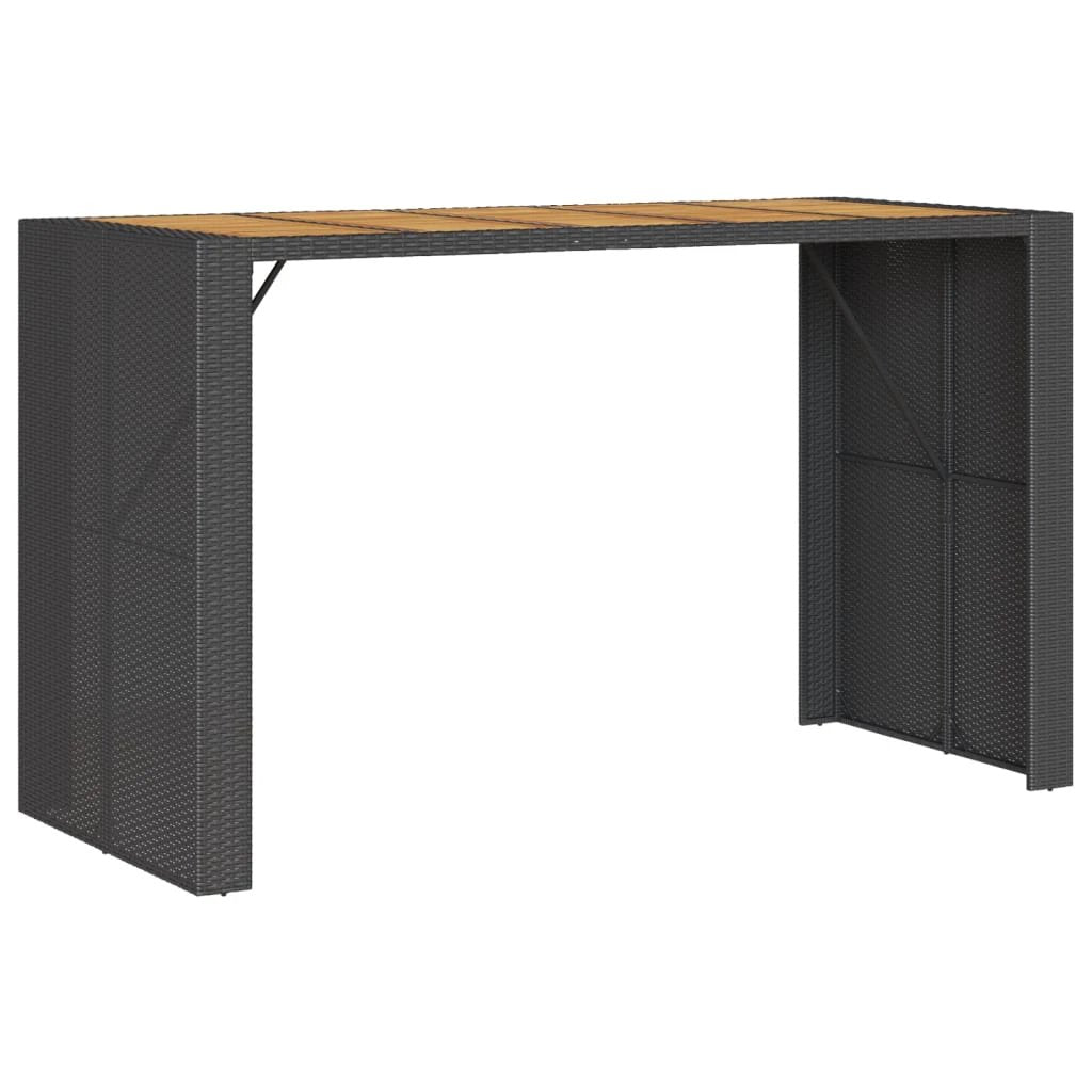 vidaXL vidaXL Garden Table with Acacia Wood Top Black 105x80x110 cm Poly Rattan - Garden Table