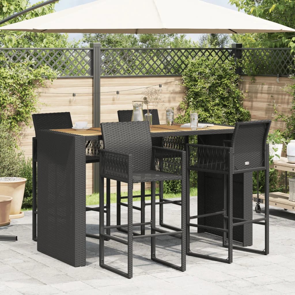 vidaXL vidaXL Garden Table with Acacia Wood Top Black 105x80x110 cm Poly Rattan - Garden Table