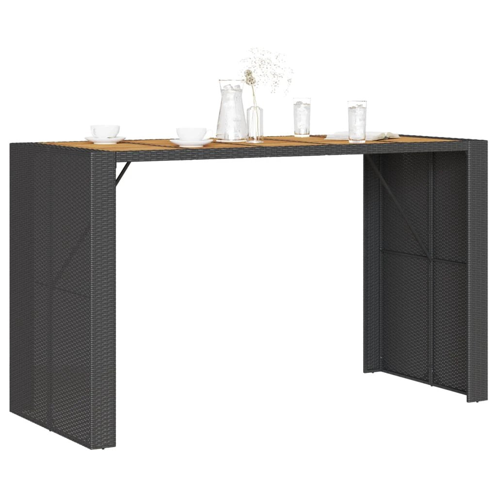 vidaXL vidaXL Garden Table with Acacia Wood Top Black 105x80x110 cm Poly Rattan - Garden Table