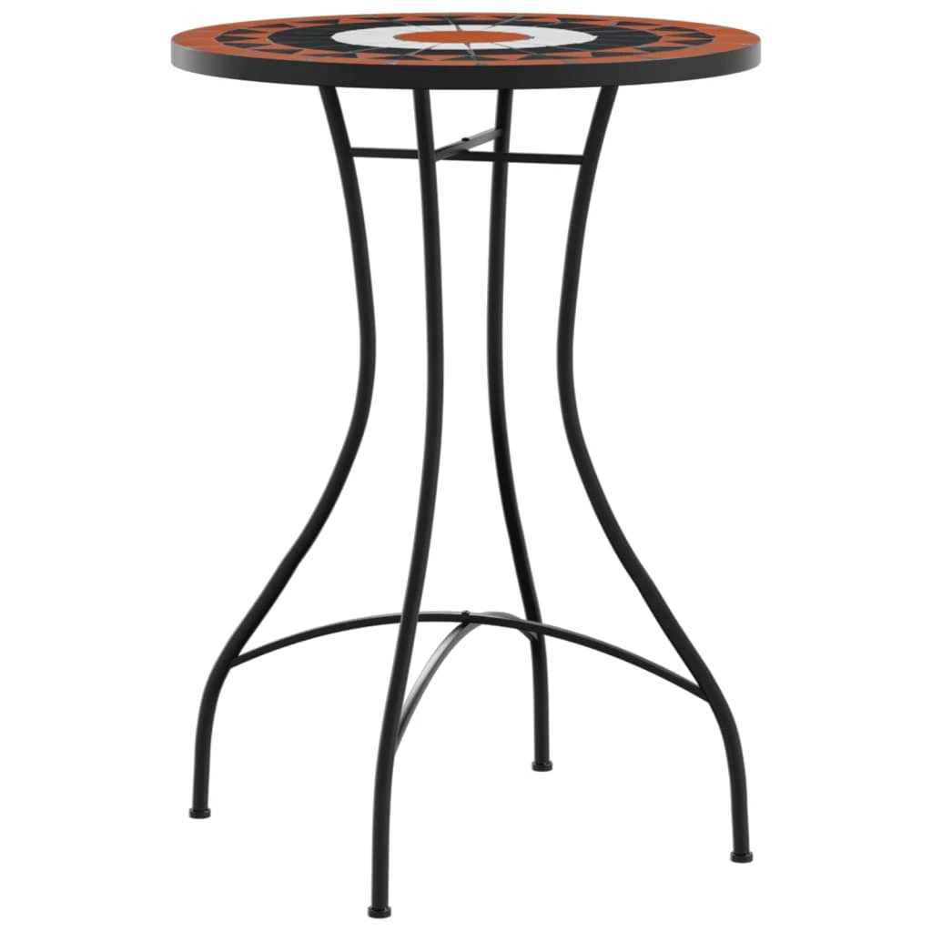 vidaXL Mosaic Bistro Set Terracotta and White Iron and Ceramic by vidaXL