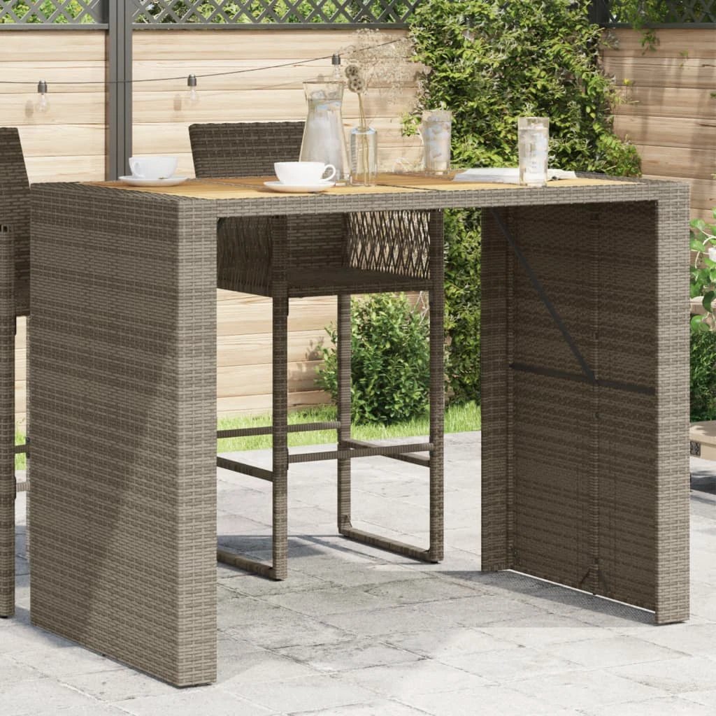 vidaXL vidaXL Garden Table with Acacia Wood Top Black 105x80x110 cm Poly Rattan - Garden Table