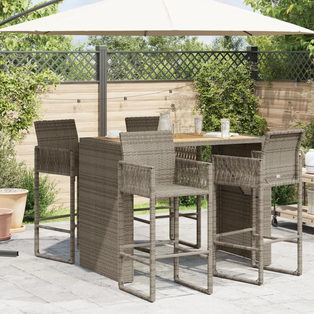 vidaXL vidaXL Garden Table with Acacia Wood Top Black 105x80x110 cm Poly Rattan - Garden Table