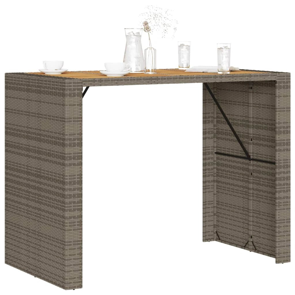 vidaXL vidaXL Garden Table with Acacia Wood Top Black 105x80x110 cm Poly Rattan - Garden Table