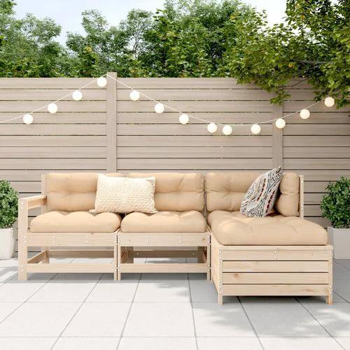 vidaXL 4 Piece Garden Sofa Set 200 x 200 cm Solid Pinewood with Cushions for Outdoor Relaxation by vidaXL