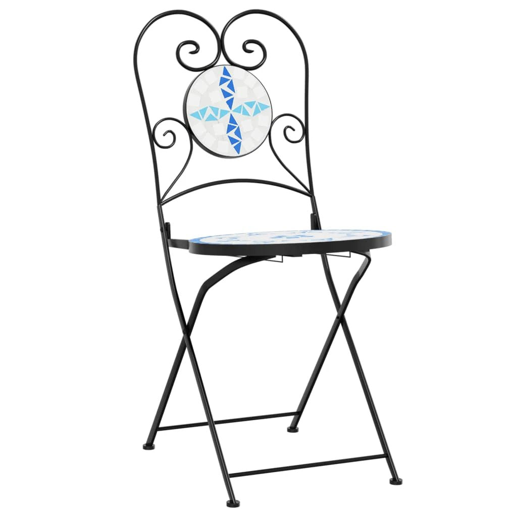 vidaXL vidaXL Mosaic Bistro Set Terracotta and White Iron and Ceramic - Uncategorized Bistro Sets