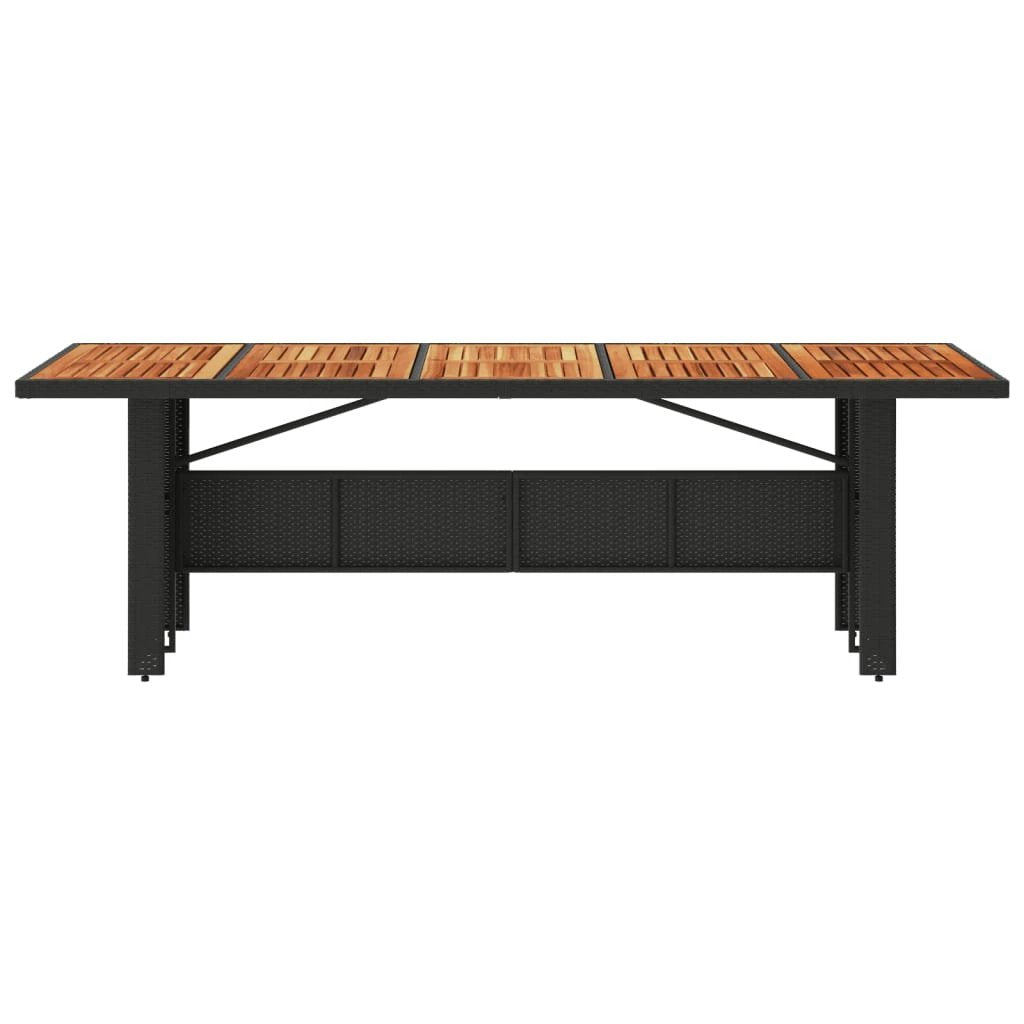 vidaXL Garden Table with Acacia Wood Top Black 240x90x75 cm Poly Rattan by vidaXL