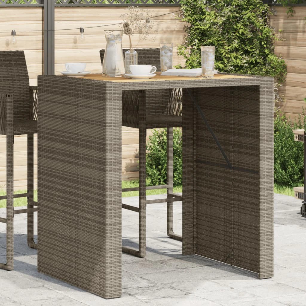 vidaXL Garden Table with Acacia Wood Top Black 105x80x110 cm Poly Rattan by vidaXL