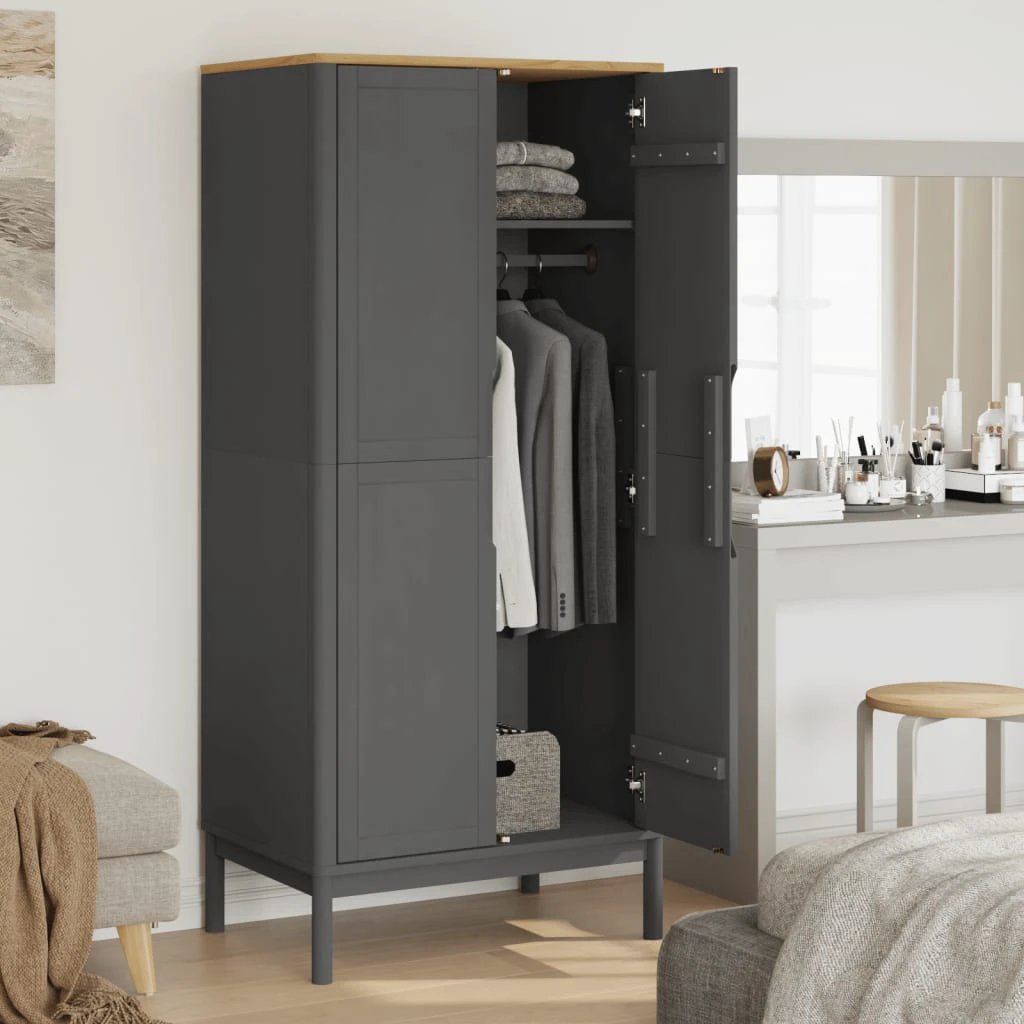 vidaXL vidaXL Wardrobe FLORO Wax Brown 77x53x171 cm Solid Wood Pine - Wardrobe
