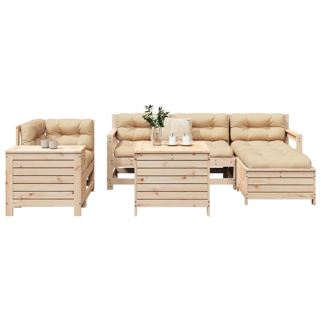 vidaXL vidaXL 7 Piece Garden Sofa Set Solid Wood Pine - Garden Sofa Sets