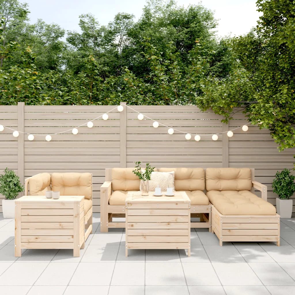 vidaXL 7 Piece Garden Sofa Set Solid Wood Pine by vidaXL