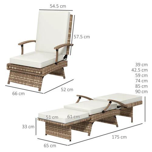 Outsunny Foldable Rattan Garden Recliner Chair with Cushion and Footrest for Outdoor Relaxation and Comfort by Outsunny