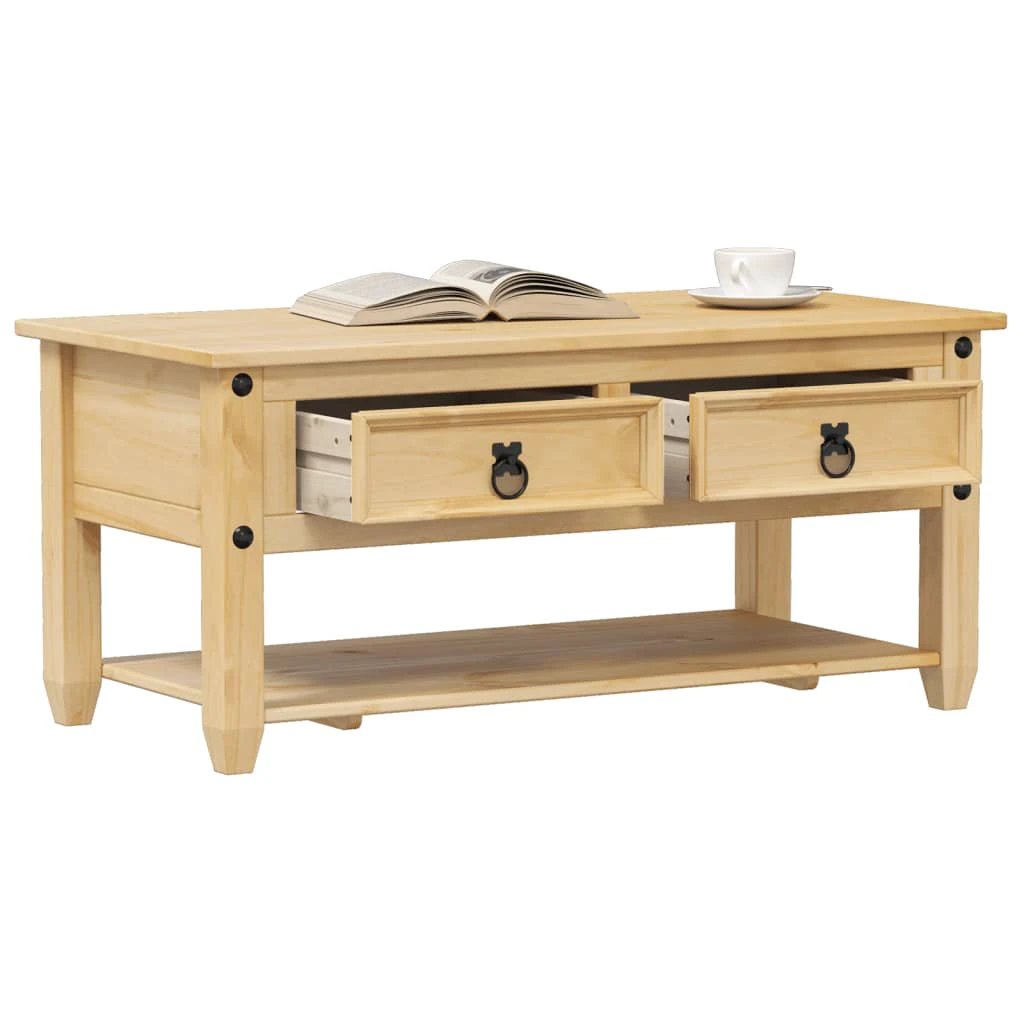 vidaXL VidaXL Solid Pine Coffee Table With Drawers 100x48x45 Cm Rustic Living Room Storage - Coffee Table