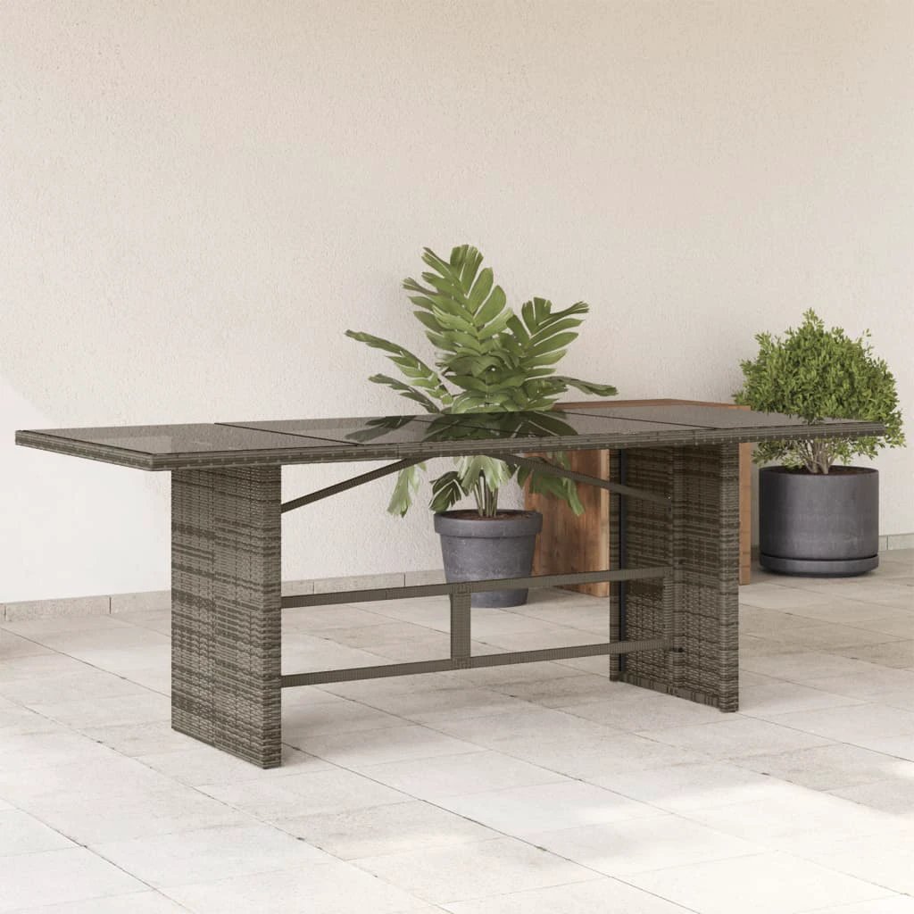 vidaXL vidaXL Garden Table with Acacia Wood Top Grey 190x80x75 cm Poly Rattan - Garden Table