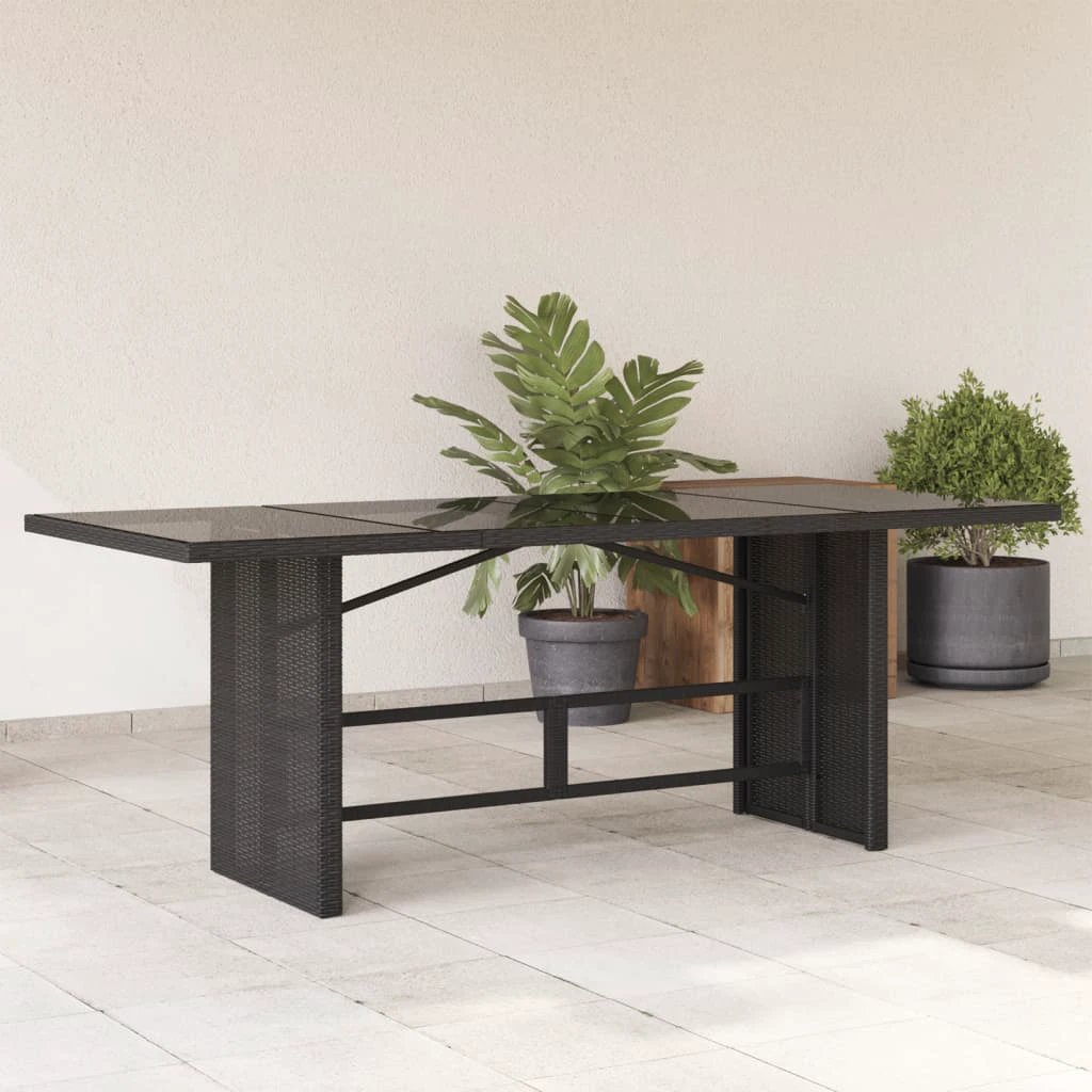 vidaXL vidaXL Garden Table with Acacia Wood Top Grey 190x80x75 cm Poly Rattan - Garden Table