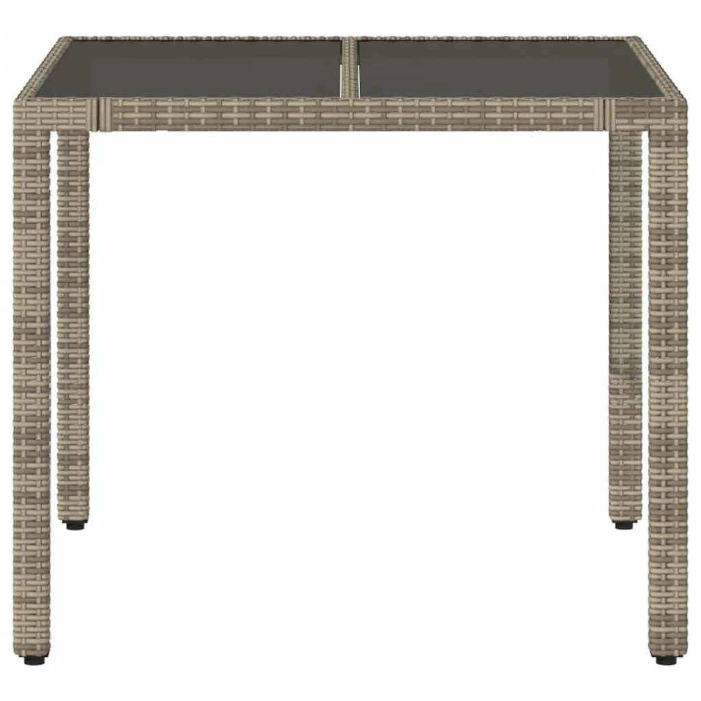 vidaXL Garden Table with Glass Top Black 90x90x75 cm Poly Rattan by vidaXL