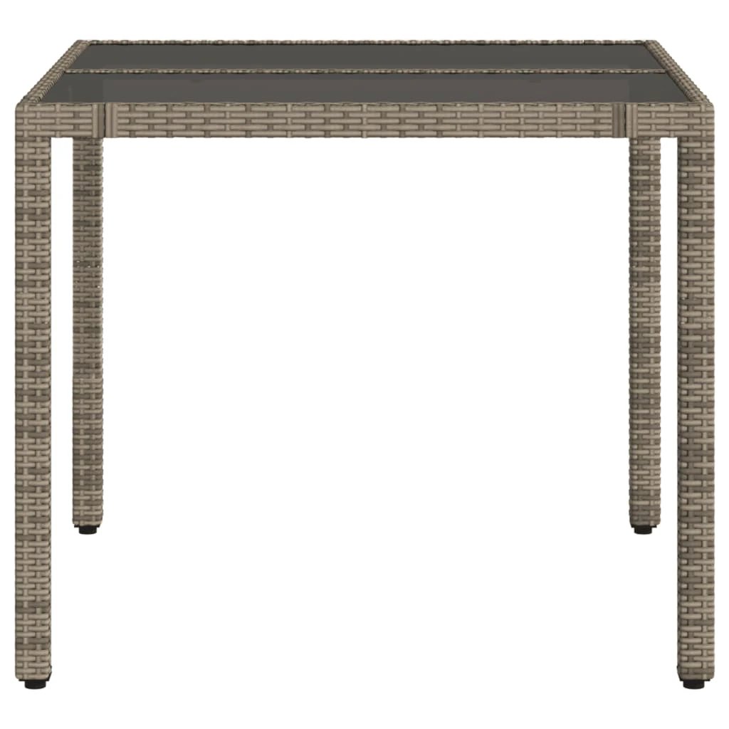 vidaXL vidaXL Garden Table with Glass Top Black 90x90x75 cm Poly Rattan - Garden Table