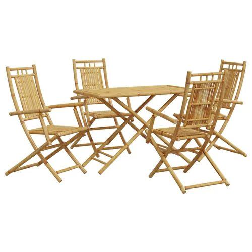 vidaXL 5 Piece Garden Dining Set Bamboo with Elegant Design for Outdoor Entertaining and Relaxation by vidaXL