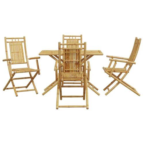 vidaXL 5 Piece Garden Dining Set Bamboo with Elegant Design for Outdoor Entertaining and Relaxation by vidaXL