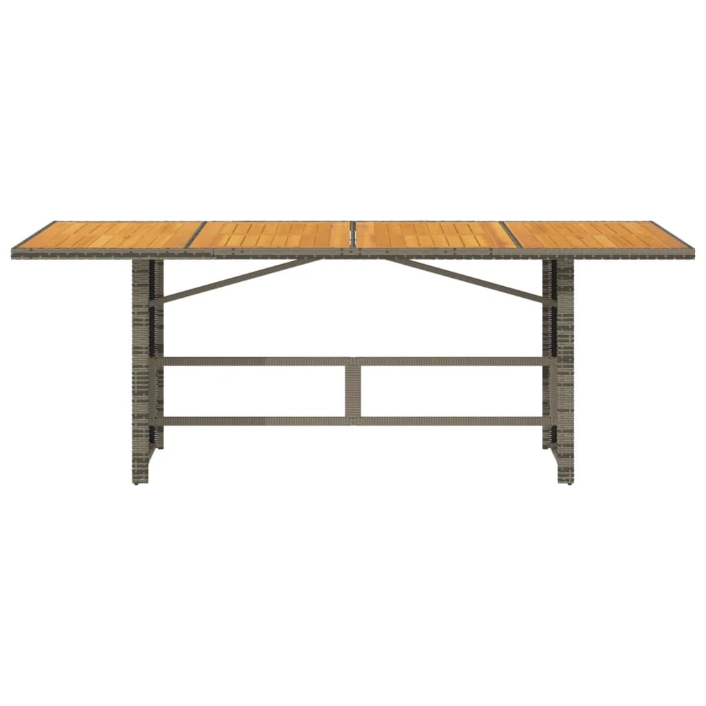 vidaXL vidaXL Garden Table with Acacia Wood Top Grey 190x80x75 cm Poly Rattan - Garden Table