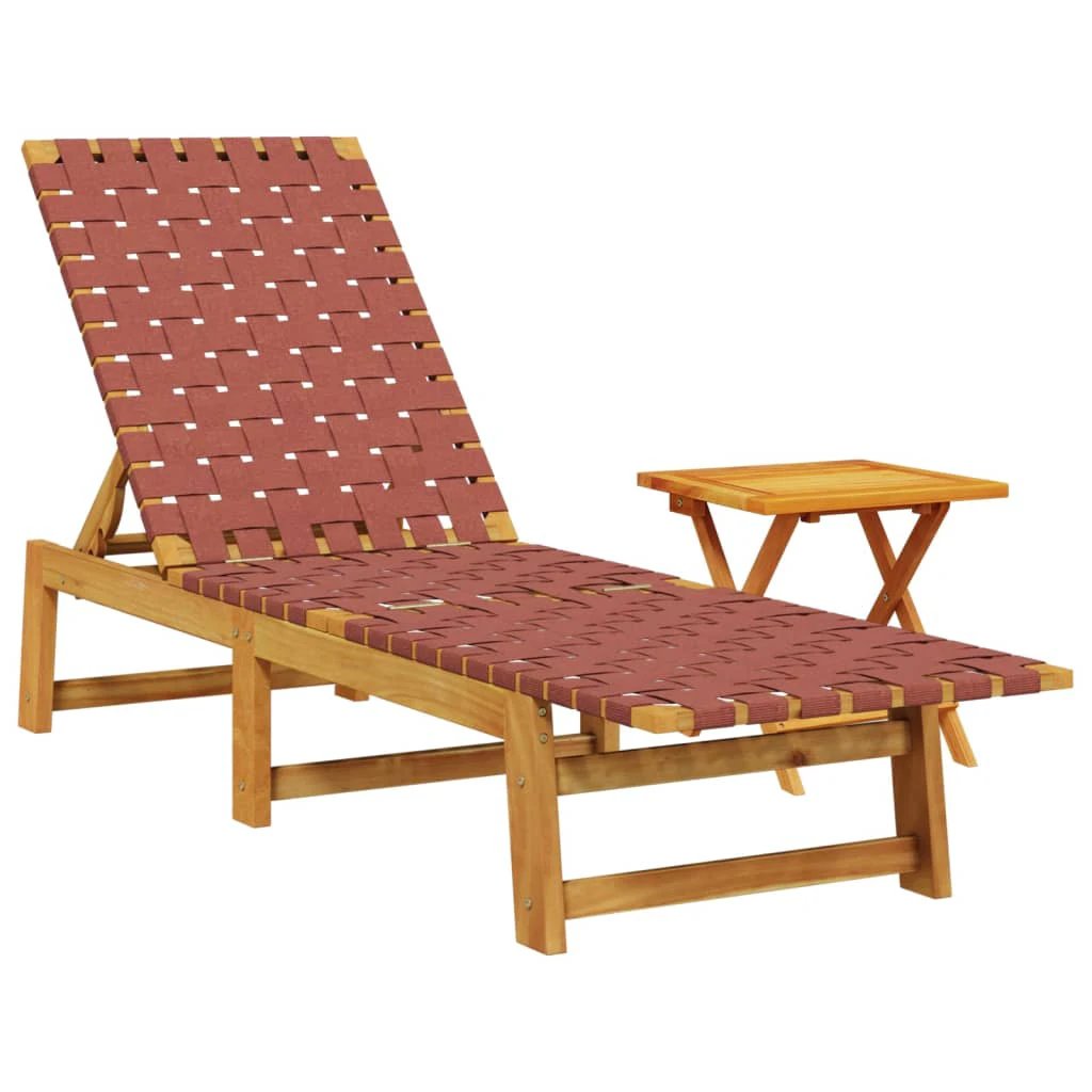 vidaXL Sun Lounger Black Solid Wood Acacia and Fabric by vidaXL