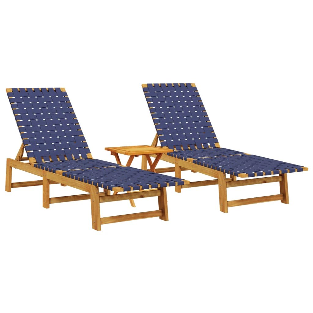 vidaXL vidaXL Sun Lounger Black Solid Wood Acacia and Fabric - Sun Lounger
