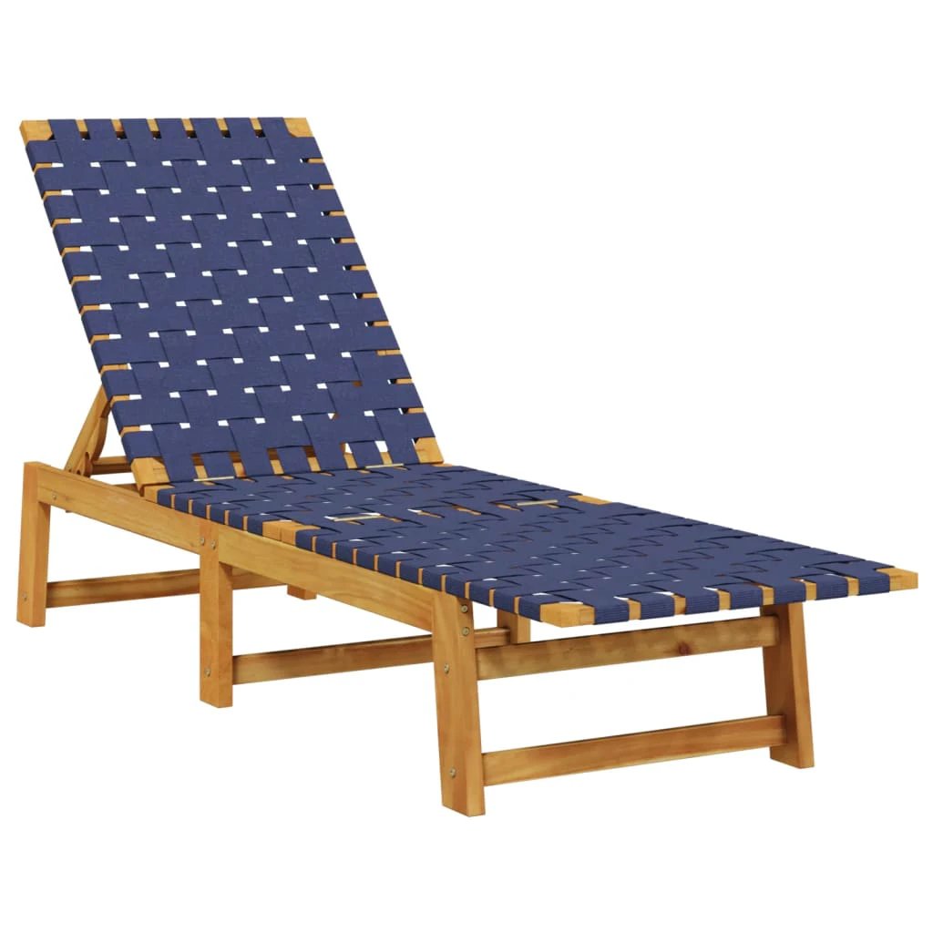 vidaXL vidaXL Sun Lounger Black Solid Wood Acacia and Fabric - Sun Lounger