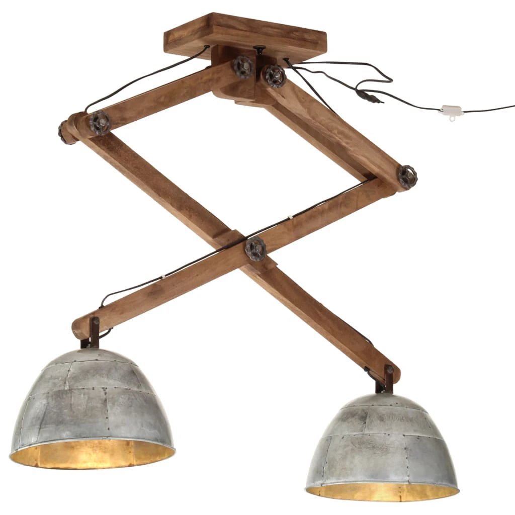 vidaXL VidaXL Ceiling Lamp 29x18x85 Cm Vintage Mango Wood Dual Brass Shades Living Room - Ceiling Lights