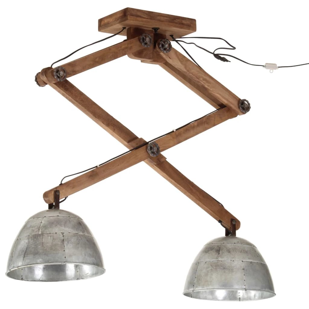 vidaXL VidaXL Ceiling Lamp 29x18x85 Cm Vintage Mango Wood Dual Brass Shades Living Room - Ceiling Lights