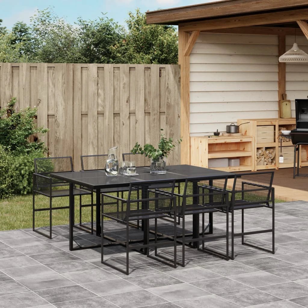 VidaXL Garden Dining Set 5 Piece Black Poly Rattan Outdoor by vidaXL