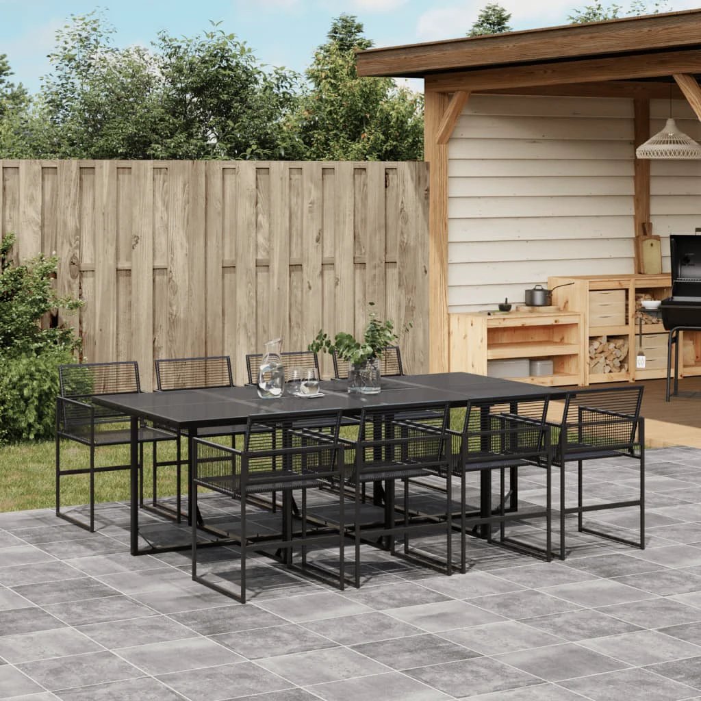 VidaXL Garden Dining Set 5 Piece Black Poly Rattan Outdoor by vidaXL