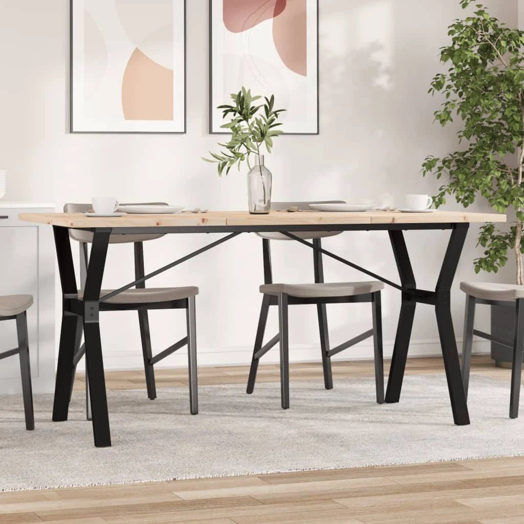 vidaXL Dining Table Y-Frame 160x80 Pine Iron Home by vidaXL
