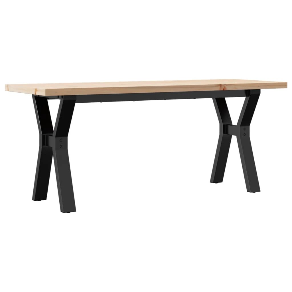 vidaXL Coffee Table 110x40x45.5 cm Y Frame Solid Pine Wood Cast Iron For Living Room by vidaXL