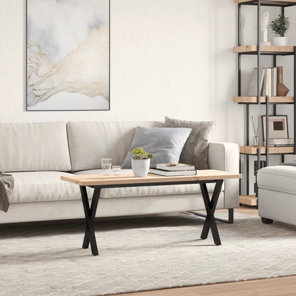 vidaXL VidaXL Coffee Table 110 x 40 x 45.5 cm Solid Pine and Cast Iron For Living Room - Coffee Table