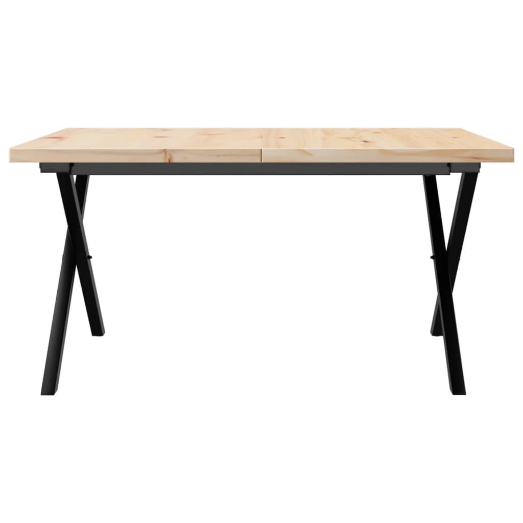 VidaXL Coffee Table 80x80x45.5 cm X Frame Solid Pine and Cast Iron Living Room Home Decor by vidaXL