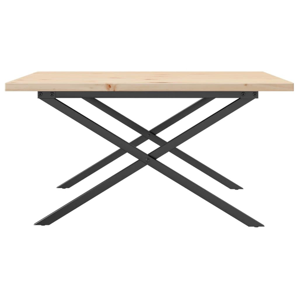 VidaXL Coffee Table 80x80x45.5 cm X Frame Solid Pine and Cast Iron Living Room Home Decor by vidaXL