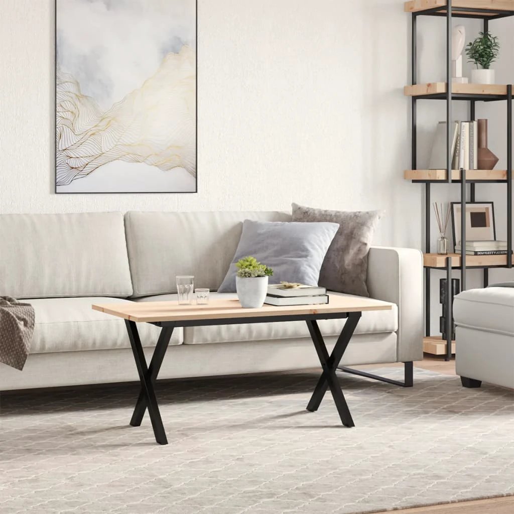 VidaXL Coffee Table 90x40x45 Cm Solid Pine Wood And Cast Iron XFrame Living Room by vidaXL