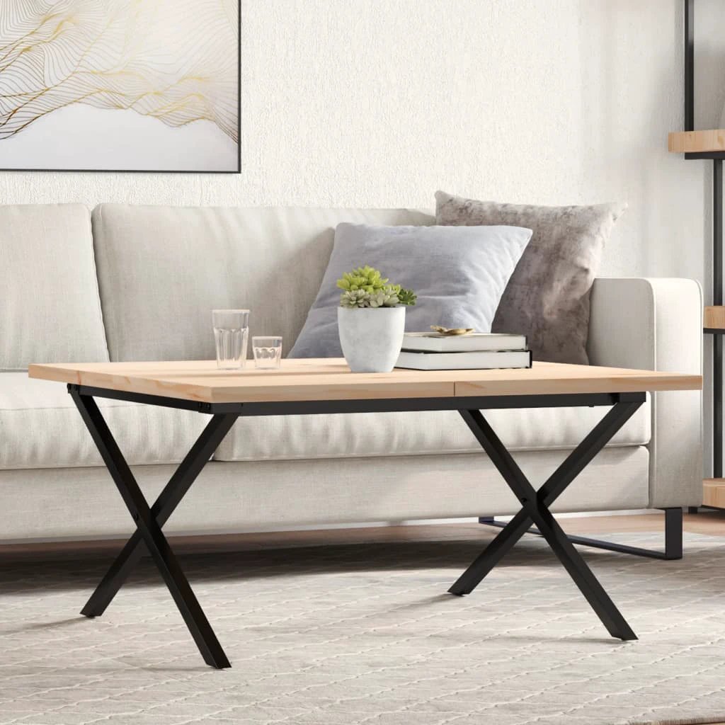 VidaXL Coffee Table 90x90x45.5 Pine CastIron Home by vidaXL
