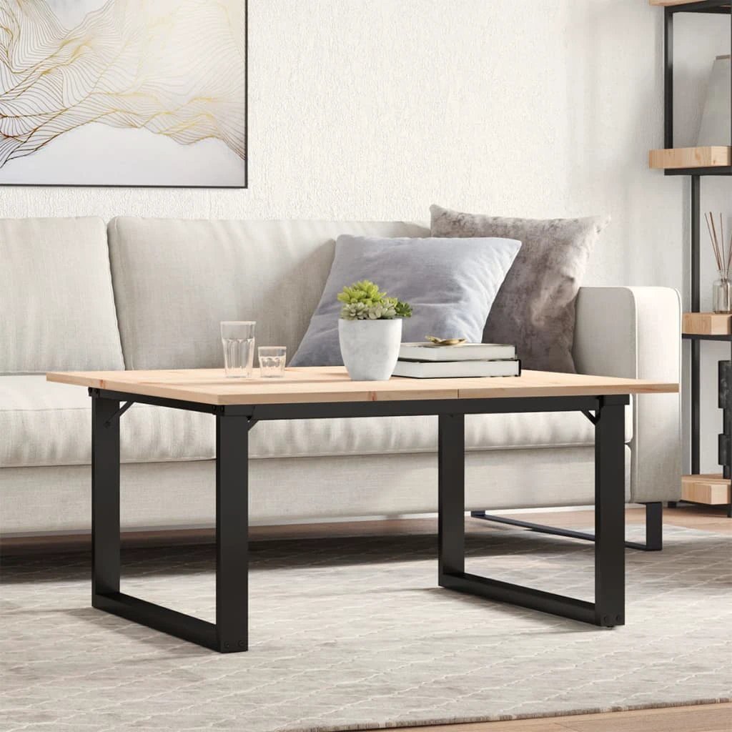 vidaXL O Frame Coffee Table 80x80x45 cm Solid Pine Wood And Cast Iron Living Room Centerpiece by vidaXL