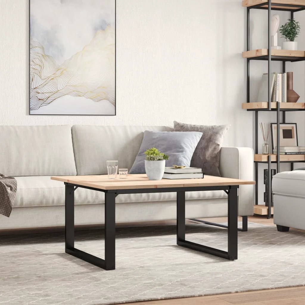 vidaXL O Frame Coffee Table 80x80x45 cm Solid Pine Wood And Cast Iron Living Room Centerpiece by vidaXL