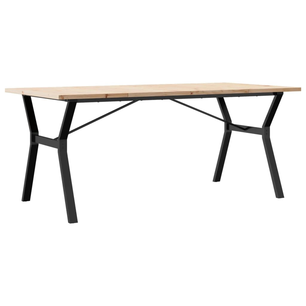 VidaXL Dining Table 180x90x75.5 cm Solid Pine and Cast Iron Y Frame For Family Dining by vidaXL