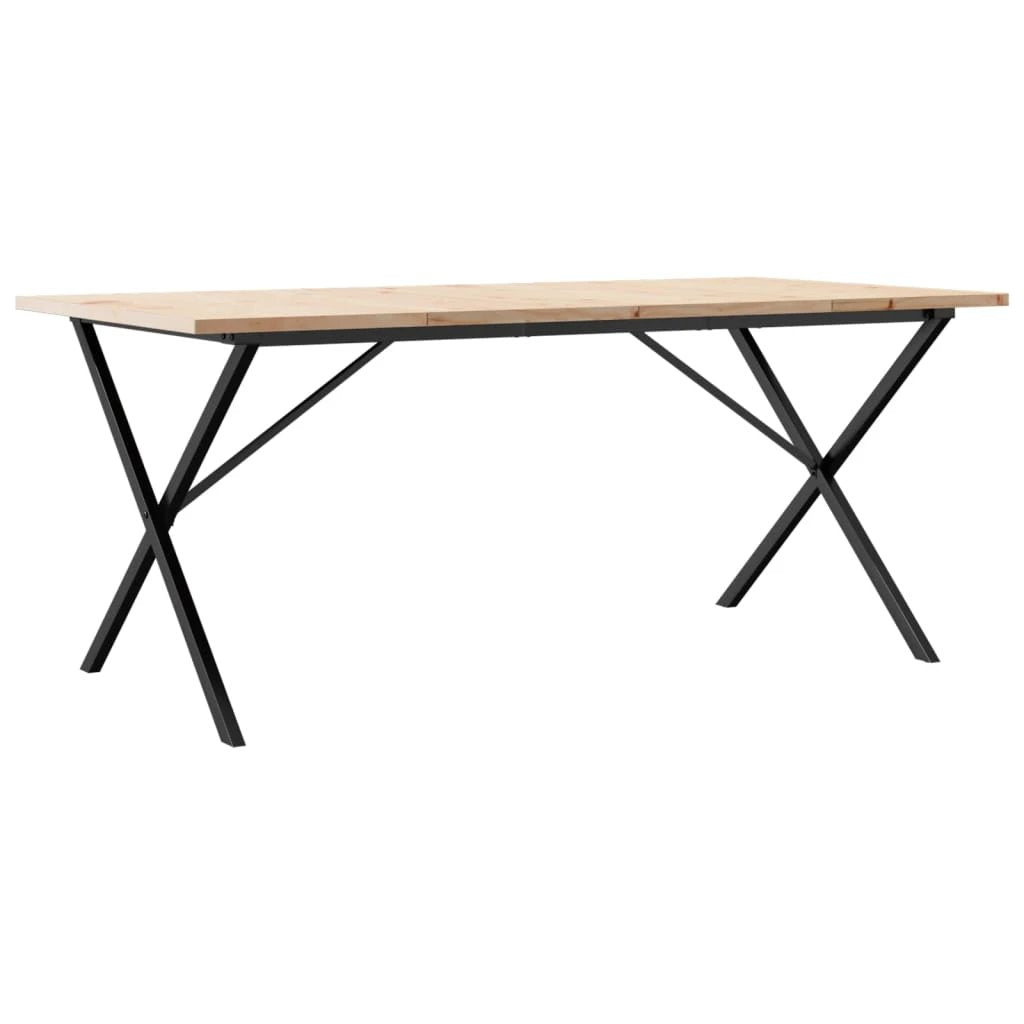 vidaXL VidaXL Dining Table 180x90x75.5 cm Solid Pine Wood And Cast Iron XFrame For Dining Room - Dining Table