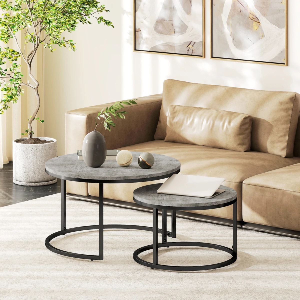 HOMCOM Coffee Tables 40cm Wood Tops Small Spaces by HOMCOM
