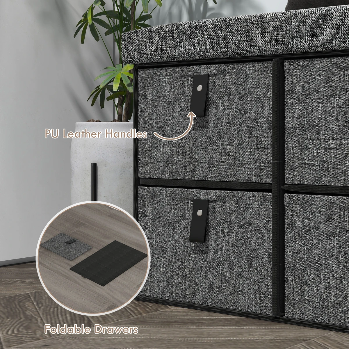 HOMCOM HOMCOM Shoe Bench Cushioned Seat 6 Drawers - Storage Box