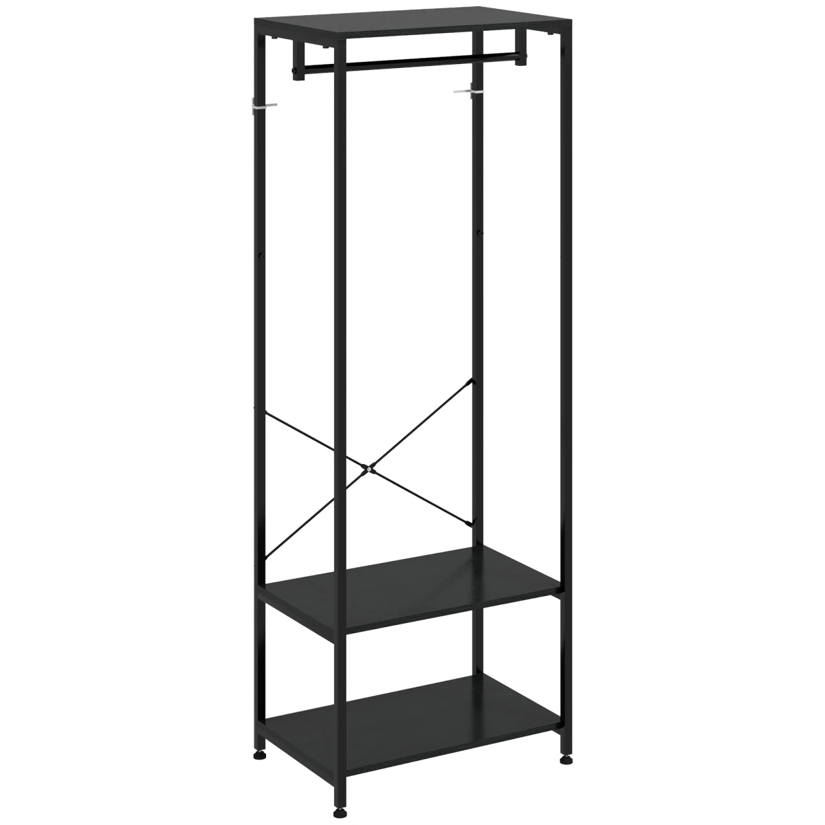 HOMCOM Coat Rack Tall 2 Shelves With Shoe Storage Hallway by HOMCOM