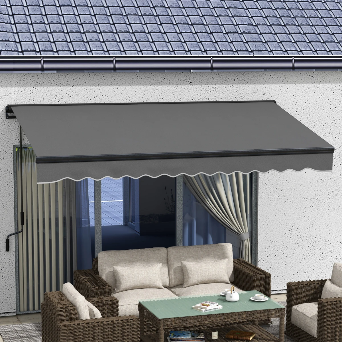 Outsunny Retractable Awning 3x2m Remote Patio by Outsunny
