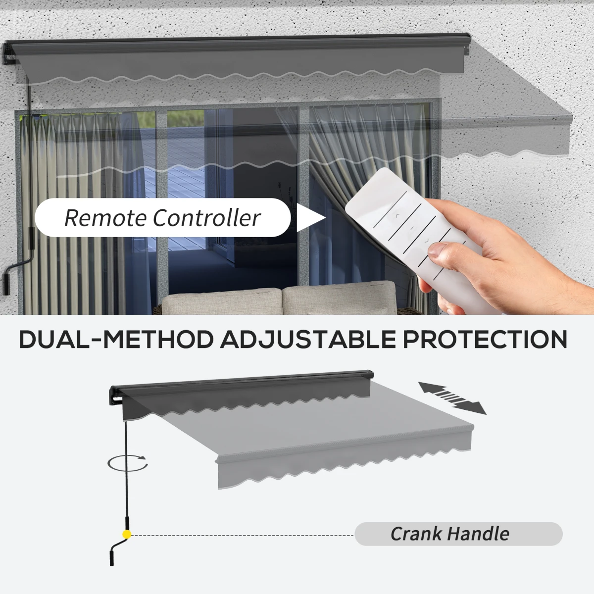 Outsunny Retractable Awning 3x2m Remote Patio by Outsunny