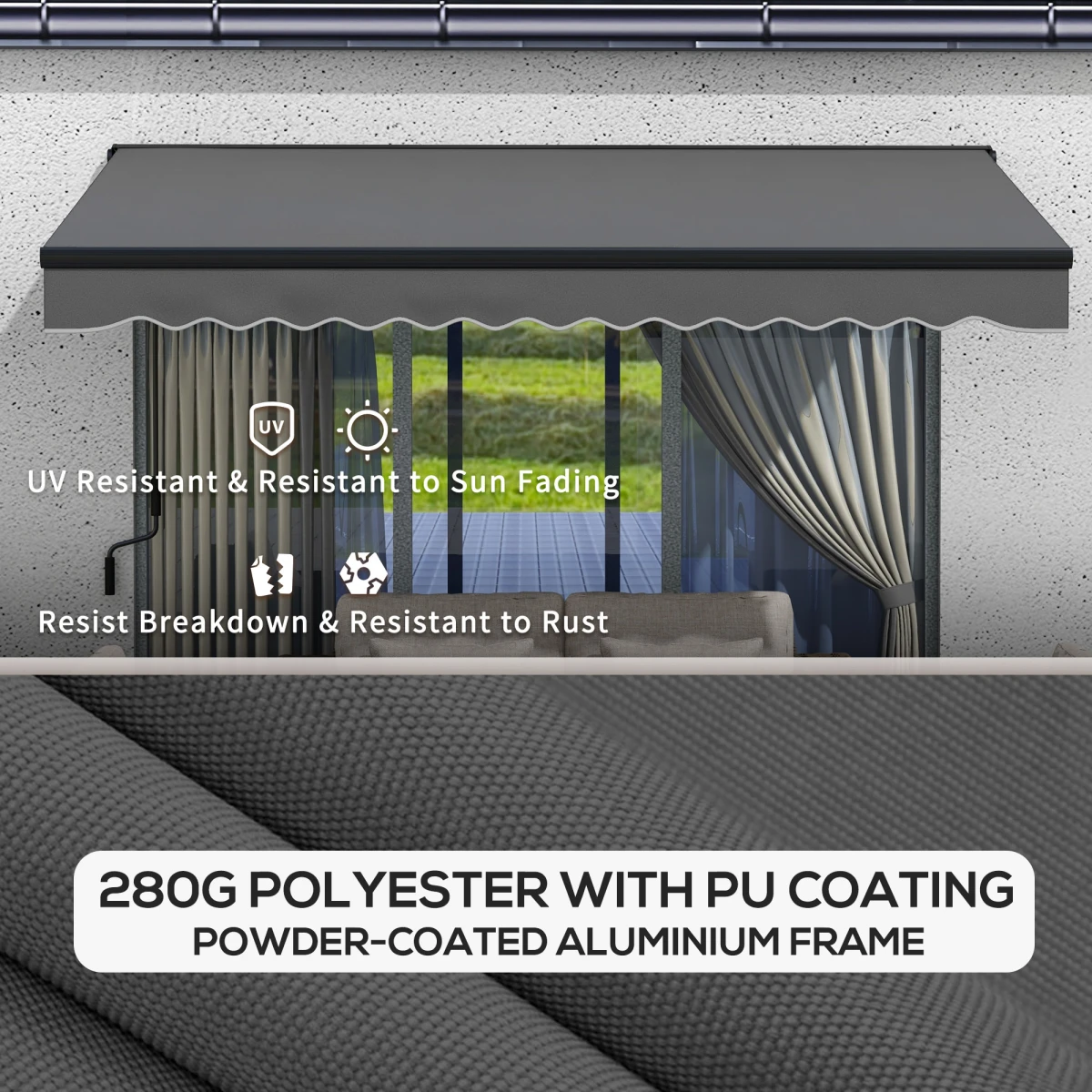 Outsunny Retractable Awning 3x2m Remote Patio by Outsunny