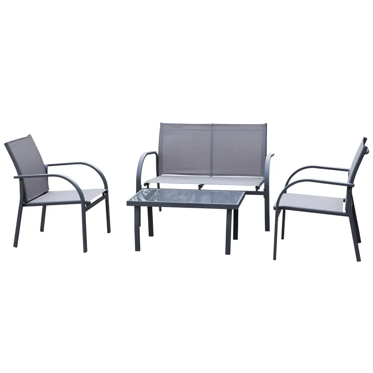 Outsunny Outsunny 4pcs Patio Furniture Set Garden Sofa Glass Top Coffee Table Beige - Garden Set